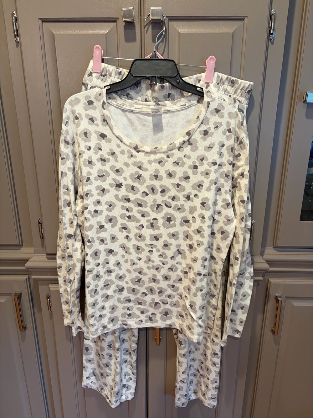 Cozy Cream Leopard-Print Long Sleeve Pajama Set